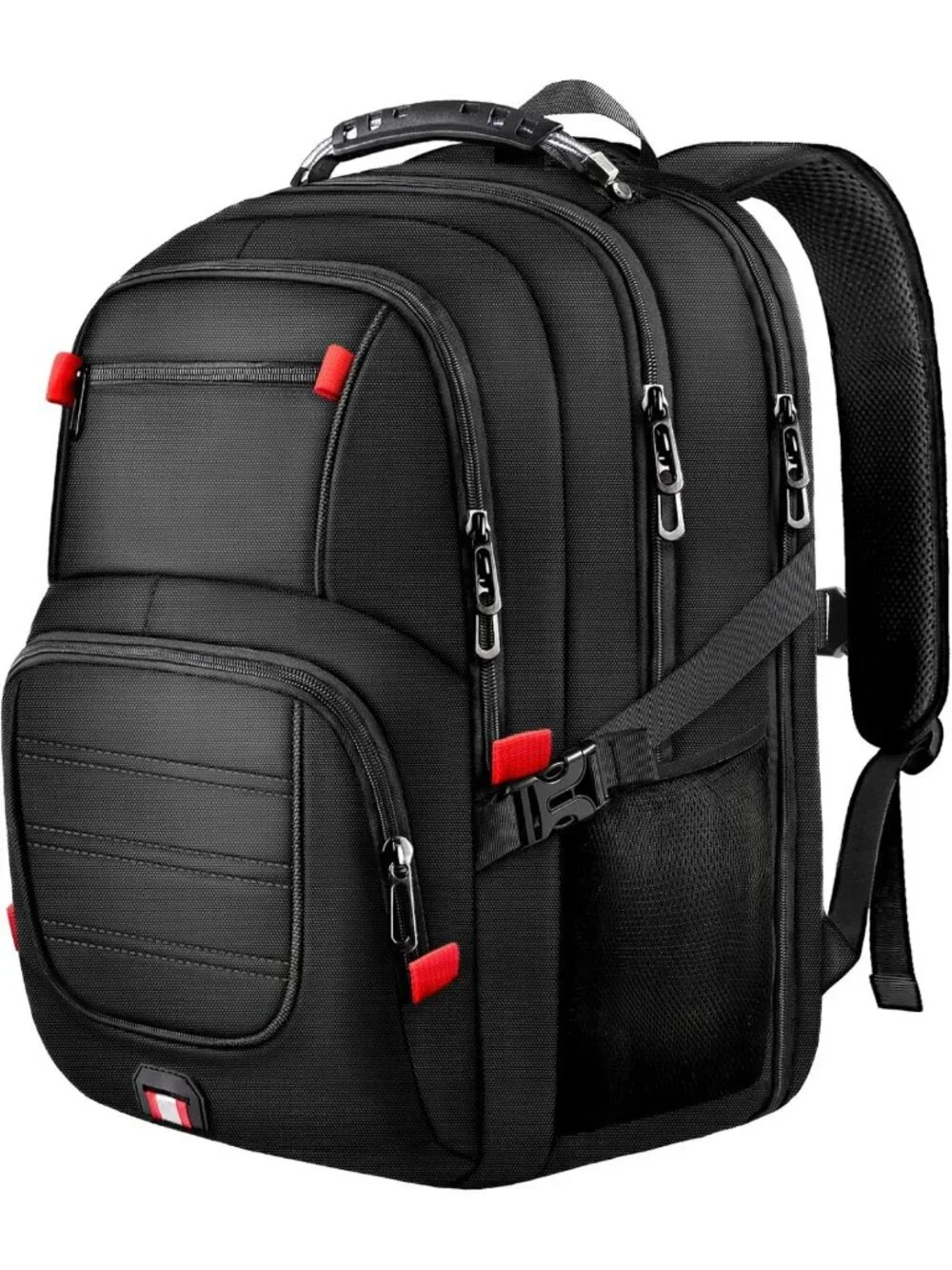 Spacious Black Travel Backpack for Men, Fits 17.3